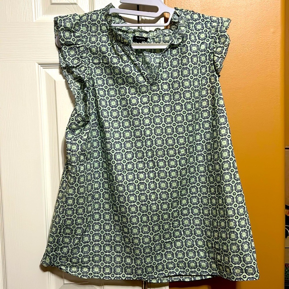 Talbots Green Patterned Blouse